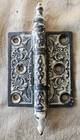 Set Of 14 Antique Victorian Ornate  Steeple Tip Door Hinges 3-1 2 X 3  Cast Iron