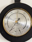 Vintage German Wall Weather Station Brass Black Leather Mid Century
