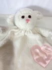 Vintage Applause White Lamb pink Satin Heart Baby Lovey Security Blanket