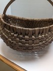 Antique Primitive Buttock  Egg Gathering Basket Woven Oak Splint   Handle Large