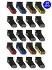 Fruit Of The Loom Boys Cushioned Ankle Socks  20 Pack