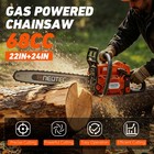 2-stroke Gasoline Chainsaw 68cc 22  24   Bar Power Engine Wood Cutting Chain Saw