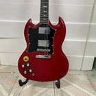 Left Hand Sg Electric Guitar Red Solid Body Lightning Inlay Fingerboard From Us