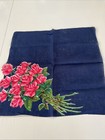 Vintage Hankie - Beautiful Navy Blue With A Bouquet Of Roses -15 