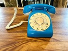 Mid-century Modern At t Rotary Dial Telephone  French Blue   Tan Vintage Phone