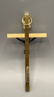 Vintage Catholic Crucifix Wall Cross  4      Inri Metal Corpus Wooden Cross Italy