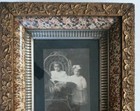 Antique Victorian Wood Carved Picture Art Frame Glass Photo Children W Rooster 