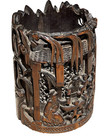 Antique Chinese Carved Bamboo Brush Pot     Scholar   s Pavilion Scene 7 t 300g