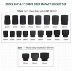 26 Pcs 3 4  Drive Impact Socket Set Cr-v Chrome Vanadium Steel Standard Metric