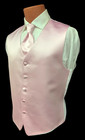 Men s Light Pink Satin Tuxedo Vest With Long Tie Fullback Wedding Groom Prom 
