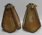 Stained Glass Lamp Shade Tiffany-style Slag Glass Brass Trim Vintage 5 5    Tall
