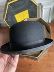 Vintage 1930s Dobbs Black Bowler Hat   Original Box Fifth Avenue New York