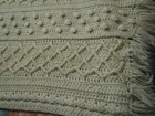 New Handmade Crocheted Afghan Blanket  Soft White  aran  44  X 62 
