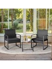 3 Piece Wicker Bistro Sets Outdoor Patio Set Modern Rattan Chair Furniture Sets