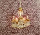 Dollhouse Chandelier 5 Arm Real Glass Crystals 12 Volt 1 12 Scale Vintage Style