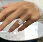 3 50 Ct Radiant-cut Vs1 Lab Grown Diamond Bridal Set Wedding Ring 14k White Gold