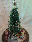 Vintage Western Trim Beaded Christmas Tree Ornaments Wood Base   Glass Dome 