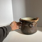 Antique Primitive Hammered Hanging Copper Pot Cauldron Planter