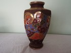 1930 s Japanese Satsuma Hand Painted 6 Sided Vase