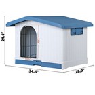 34 6  Waterproof Plastic Dog House Indoor Outdoor Puppy With Liftable Roof Blue