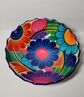 Mexican Folk Art Talavera Wall Decor Bowl Hand Painted  11  Vibrant Floral 