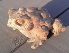 Vtg Cryptomeria Carved Cedar Wood Japanese Sugi Good Luck Toad Frog Sculpture