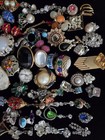 Wow    Vintage Jewelry  Rhinestone Clip On Screw Back Huge Single Earrings Lot