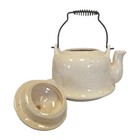Vintage Groovy 70s Floral Ceramic Teapot Orange Speckled Cream Mcm