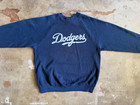 90s Vintage Los Angeles L a  Dodgers Puff Print Raglan Baseball Sweatshirt Sz M