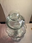 Vintage Large Clear  green Glass Pumpkin Shaped Apothecary Jar With Lid