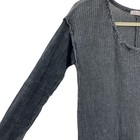 T Party Cotton Waffle Knit Top Size Small Dark Gray Long Sleeve Thermal Pullover