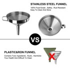 5  Food Grade Stainless Steel Kitchen Funnel W Strainer Filter For Transferring