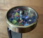 Vintage Stained Glass Brass Glass Soldered Kaleidoscope Hand Made Art 9 1 8  Vtg