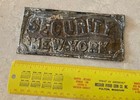 New York Vintage Security Aluminum Metal Embossed Sign Placard