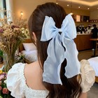 2pcs Large Blue Hair Bow Clips For Women Girls  Elegant Silk Yarn Ribbon Bow