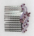 Gorgeous Purple Rhinestone Crystal Floral Hair Comb