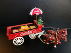 Vintage Cast Iron Coca-cola 2 Team Horse Drawn Wagon W  Coke Cases