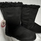 So Mercy Women   s Black Mid-calf Winter Boots Faux Fur Lined Pull-on Us 10 M