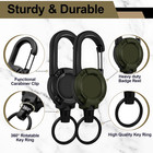 3x Heavy Duty Keychain Retractable Carabiner Car Key Chain With Badge Holder Us