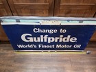 Vintage 1960s Large Gulfpride Motor Oil Metal Gas Station Sign 48    Original Gulf