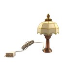 Dollhouse Table Lamp White Shade Bronze 1 12 Scale Miniature 12 Volt W  Plug