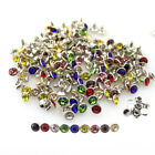100 Sets 6mm Rhinestones Crystal Rivet Studs Leather Craft Clothing Bags Spikes