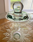 Vintage Glass 12  Round Cake Stand Heavy Dome Cover Pedestal Footed Clear