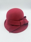 Bellady Cloche Red 100  Wool Vtg Fedora Style Bow Dress Hat Church Chic Hat Nwt