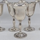 Silver Plated 5       Goblet Wine Glass Cup Etched Branding Lot Of 8