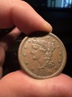 1856 Large Cent With Strike Thru Error Nice Au
