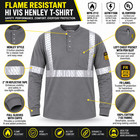 Flame Resistant High Visibility Fr Hi Vis Reflective Henley Style T-shirt     100 