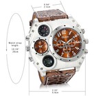 Men s Army Sports Two Time Zones Big Dial Leather Strap Quartz Wrist Watch Gift