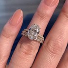 Moissanite Bridal Ring Set Engagement Ring 14k White Gold Plated 4 Ctw Oval Cut