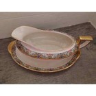 Homer Laughlin Kwaker Pink Roses Gravy Boat And Underplate